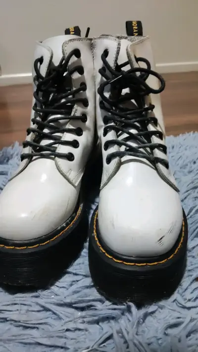 Botas blancas de cuero con plataforma C/Moran - miniatura 1