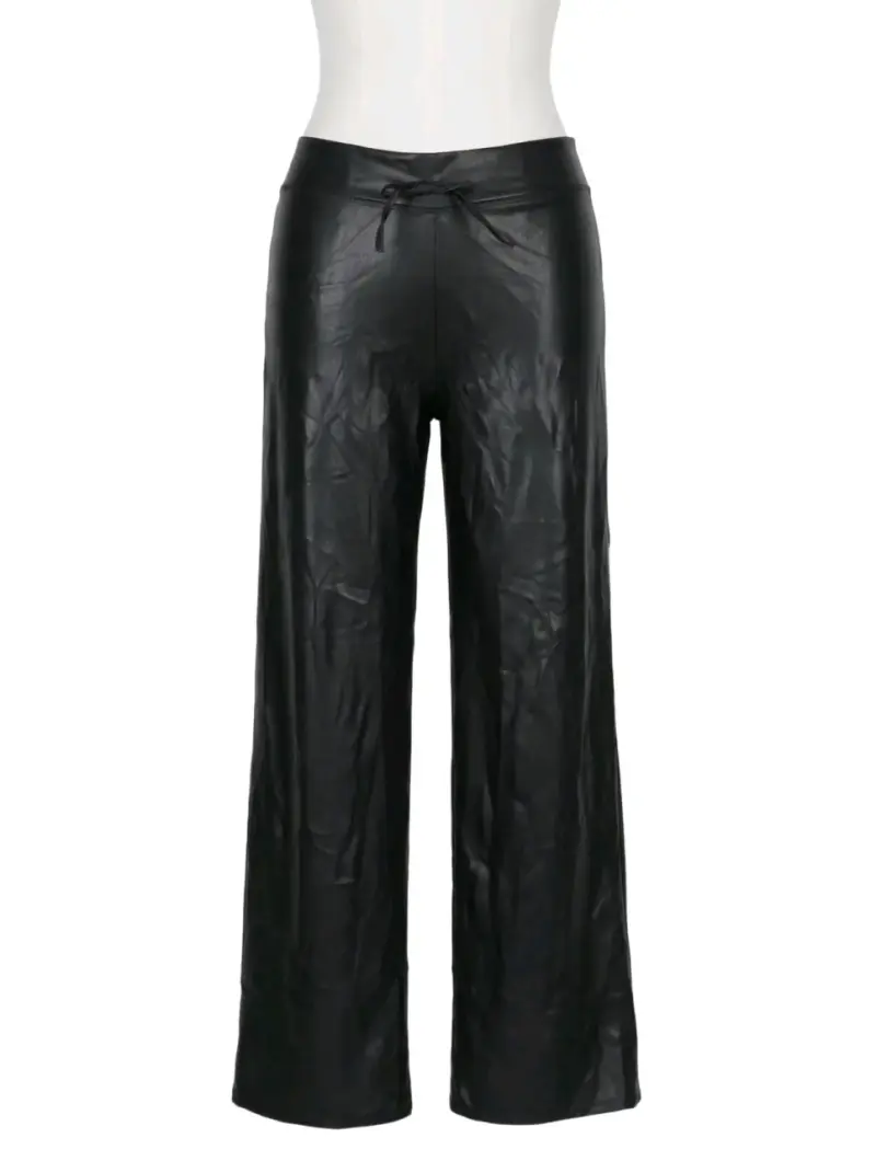 Pantalones de cuero sintético negros para mujer - 3