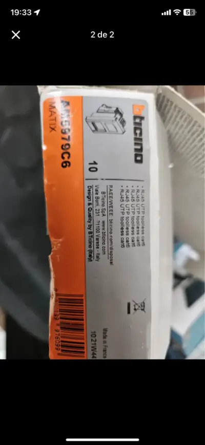 Módulo de red cat6 Bticino Matix blancos - miniatura 2