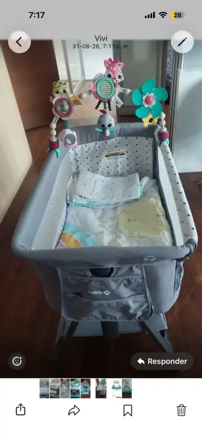 Cuna colecho para bebé con móvil de juguetes - miniatura 2