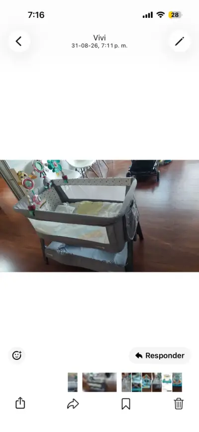 Cuna colecho para bebé con móvil de juguetes - miniatura 3