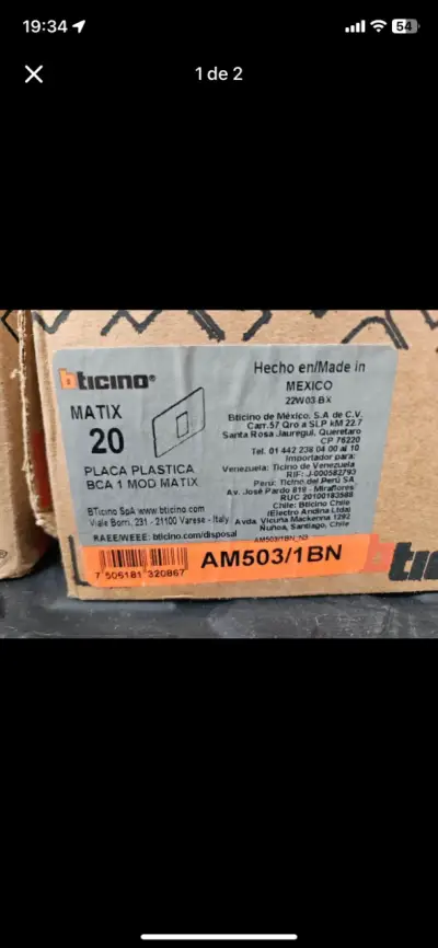 Tapa plástica Bticino Matix 1 módulo - miniatura 2
