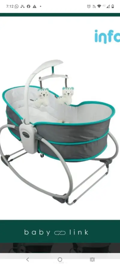 Cuna mecedora para bebé con mosquitero Baby Link - miniatura 1
