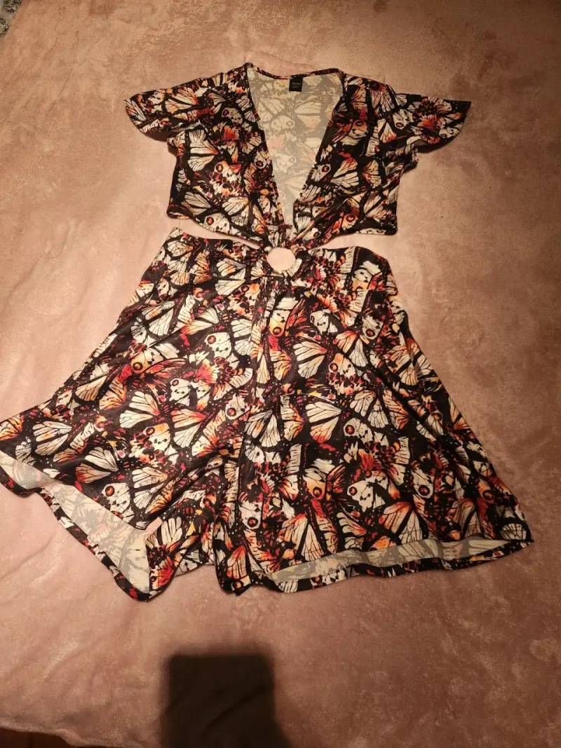 Vestido estampado de mariposas Massimo Dutti - 1