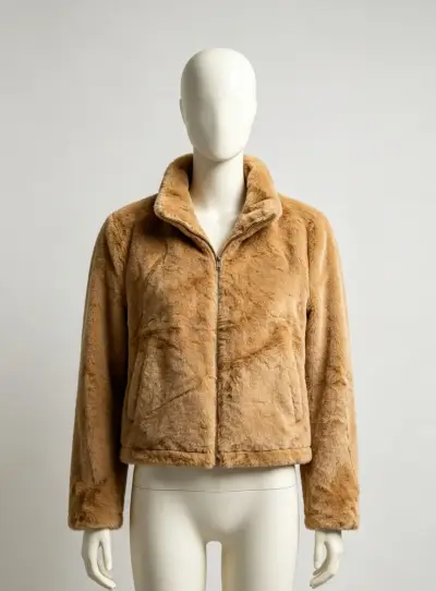 Chaqueta de piel sintética color camel - miniatura 1