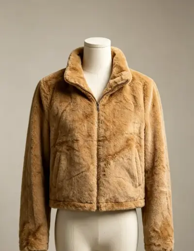 Chaqueta de piel sintética color camel - miniatura 2