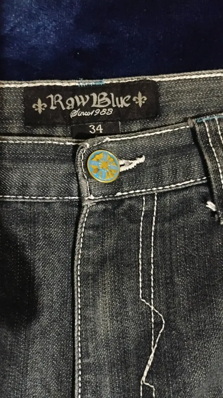 Bermudas de mezclilla Raw Blue para hombre y2k - 2