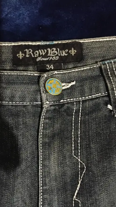 Bermudas de mezclilla Raw Blue para hombre y2k - miniatura 2