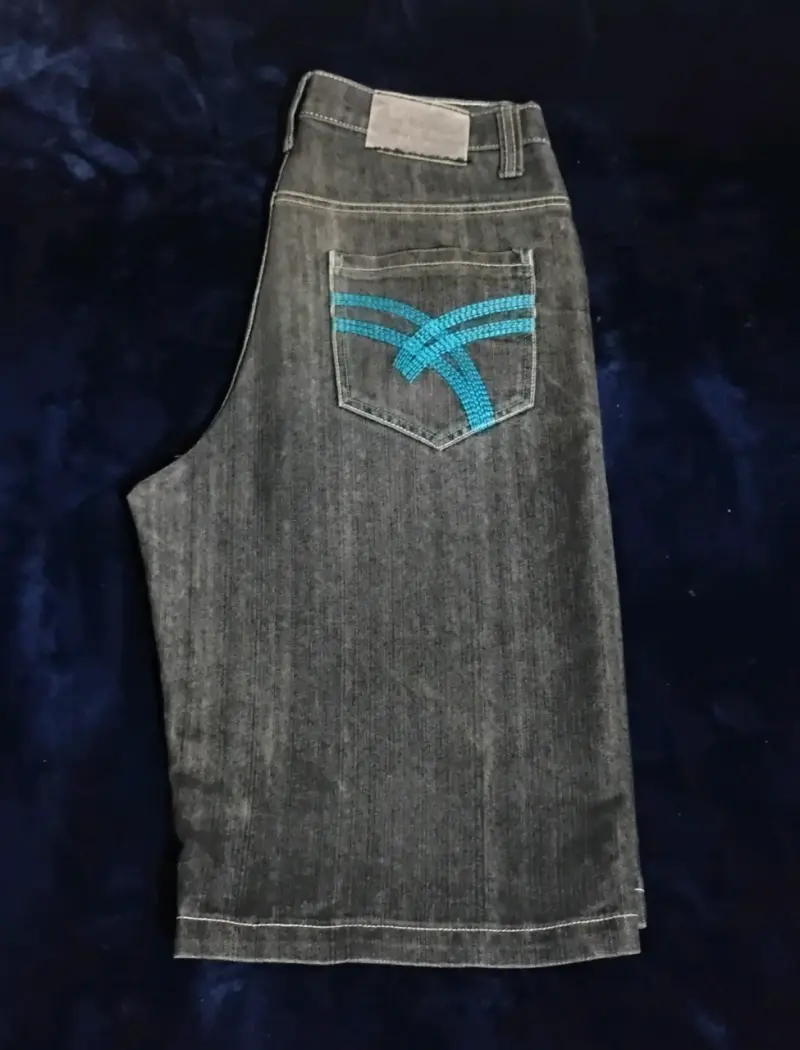Bermudas de mezclilla Raw Blue para hombre y2k - 3