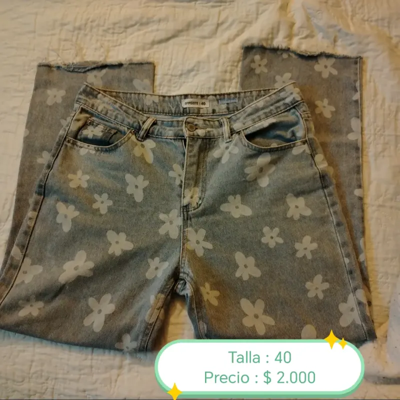 Jeans de flores Opposite talla 40 - 1