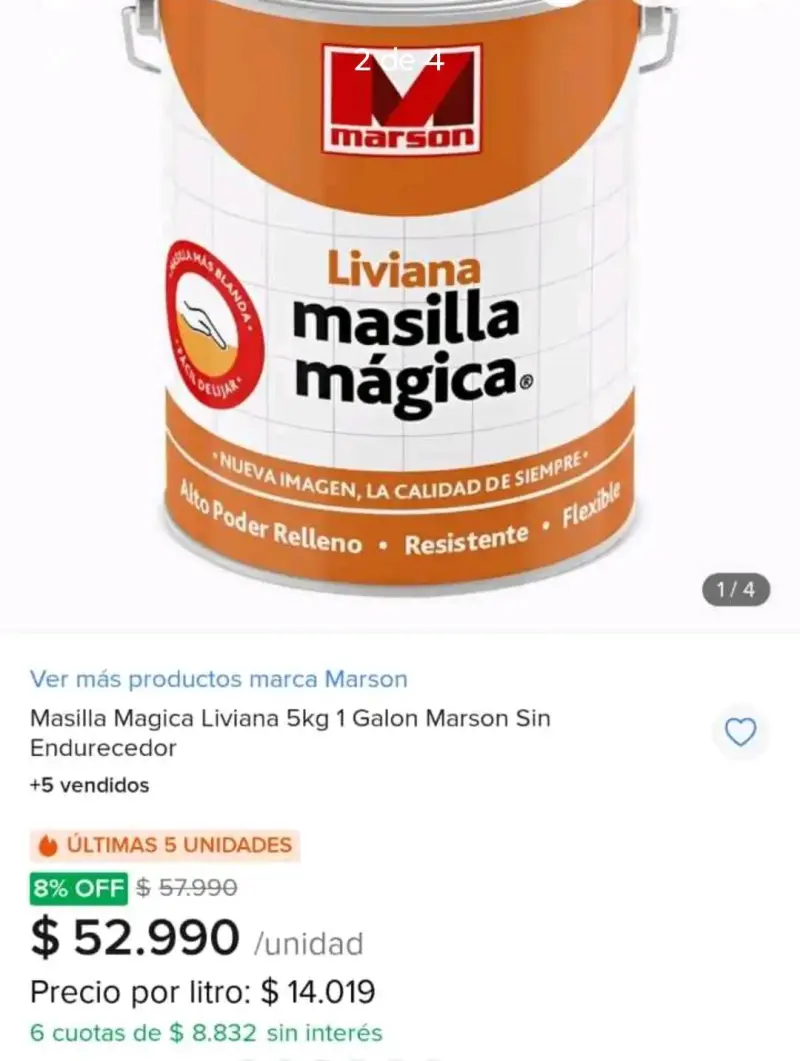 Masilla Mágica Liviana Marson 1 Galón - 4