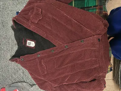 Chaqueta de pana burdeos con forro térmico - miniatura 1