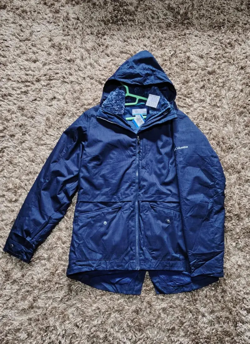 Chaqueta impermeable azul Columbia con capucha