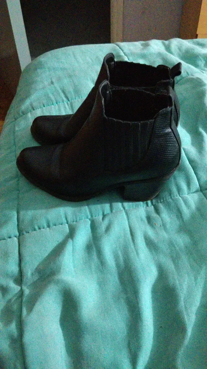 Botines negros de cuero para mujer - 2