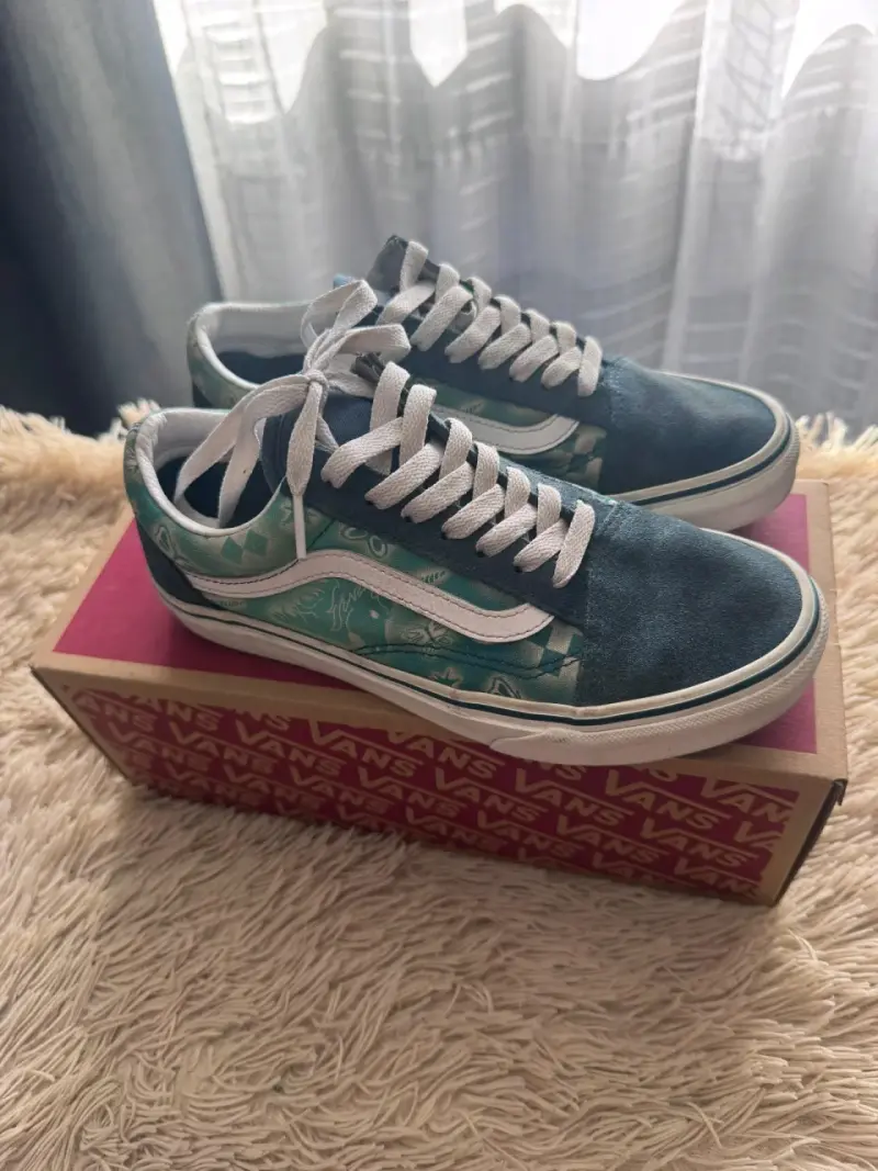 Zapatillas Vans Old Skool Verde y Azul - 1