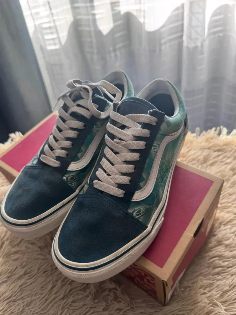 Zapatillas Vans Old Skool Verde y Azul - 5