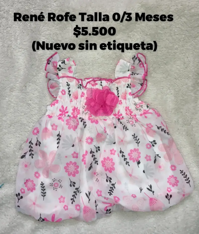Vestido de bebé René Rofé floral talla 0-3 meses