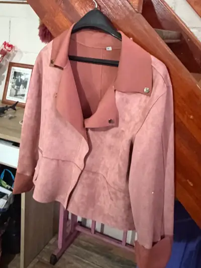 Chaqueta de gamuza rosa para mujer talla M - miniatura 2