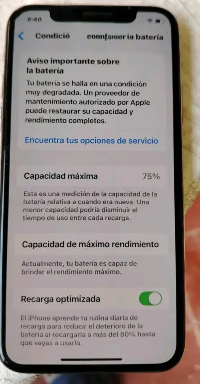 iPhone con batería degradada en buen estado - miniatura 2