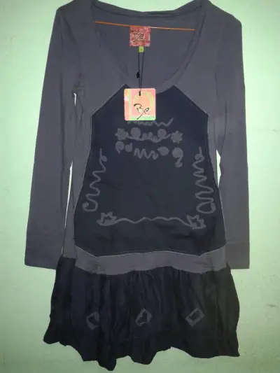Vestido casual gris con diseño Be - miniatura 1