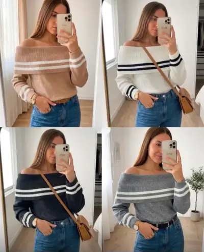 Suéter de mujer off-shoulder en varios colores - miniatura 1