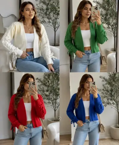Cardigan de punto para mujer en varios colores - miniatura 1