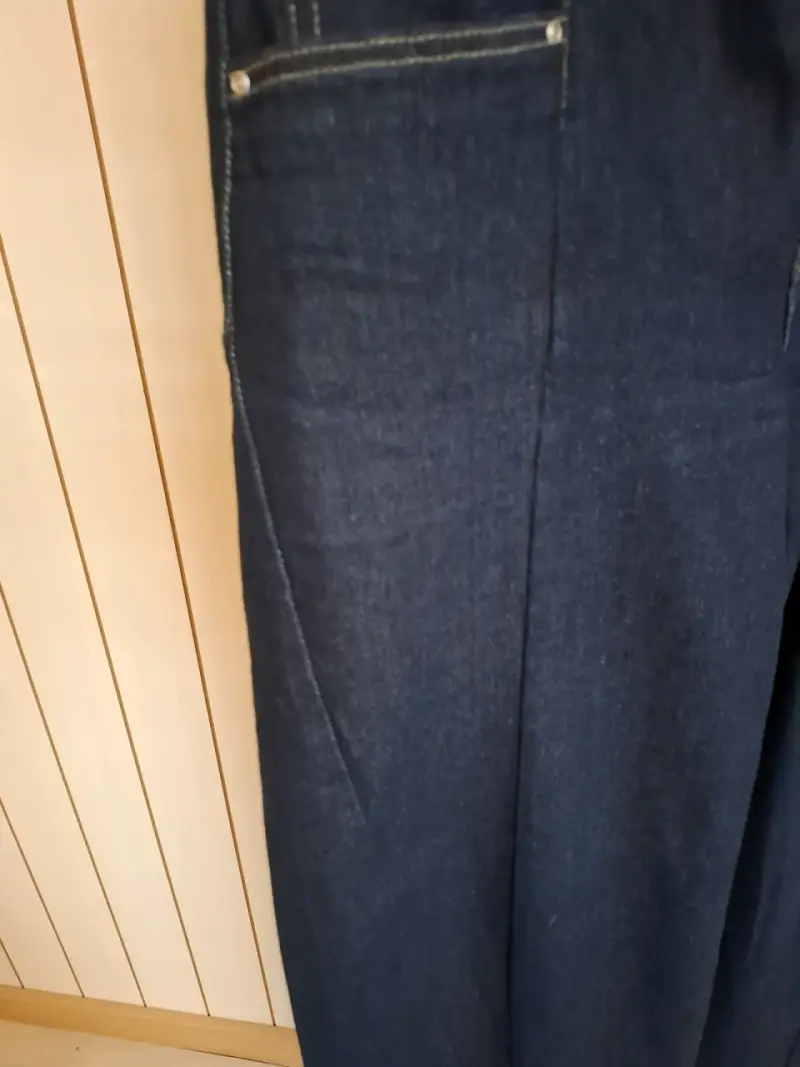 Pantalones anchos de mezclilla azul para mujer - 3