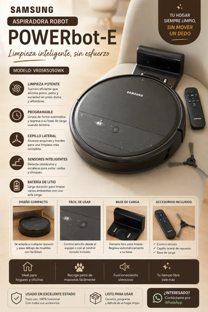 Aspiradora Robot Samsung POWERbot-E con Control Remoto