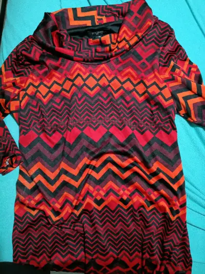Vestido estampado zigzag colores cálidos - miniatura 3