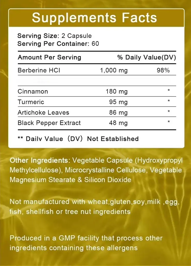 Suplemento Berberina Good Health 1000mg 120 caps. - 3