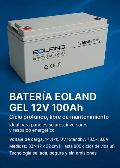 Batería de Gel Eoland 12V 100Ah Ciclo Profundo - miniatura 1