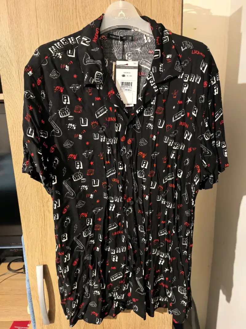 Camisa estampada negra Fashion Spark talla M - 1