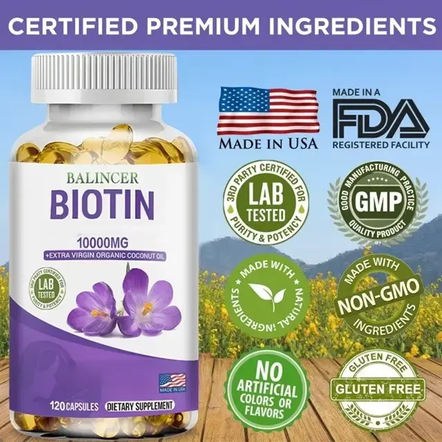 Suplemento de Biotina Balincer 10000mg con Aceite de Coco - 3