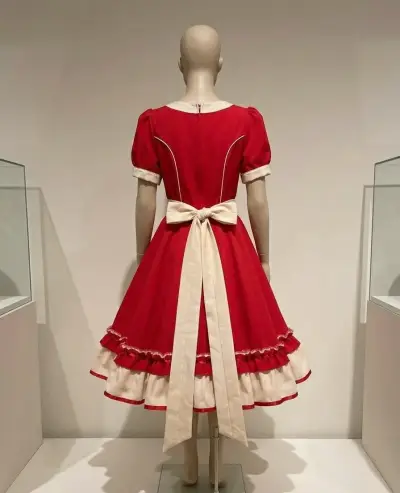 Vestido de Cueca Chilena Rojo Tradicional - miniatura 2
