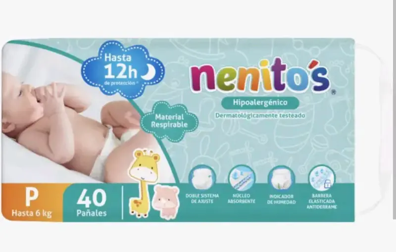 Pañales hipoalergénicos Nenito's P 40 unidades
