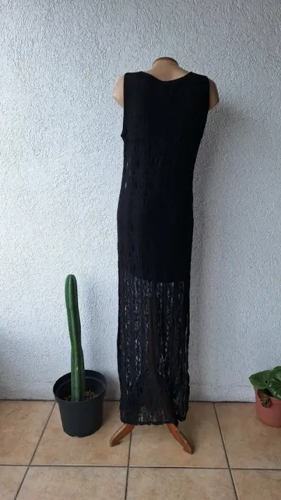 Vestido largo negro de encaje talla  M - miniatura 2