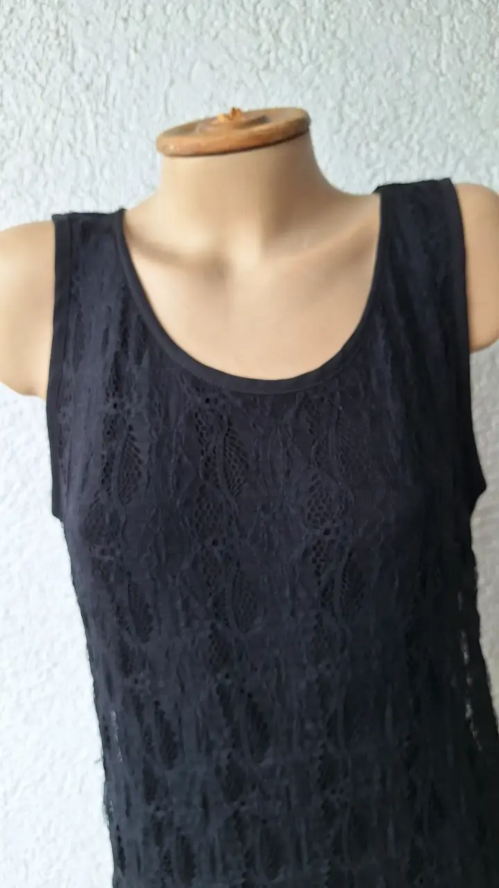Vestido largo negro de encaje talla M - 4