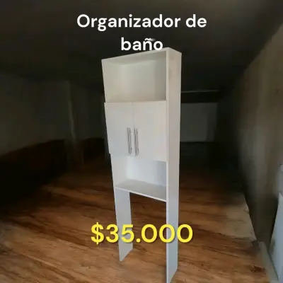 Mueble de TV blanco con espejo y patas de madera - miniatura 4