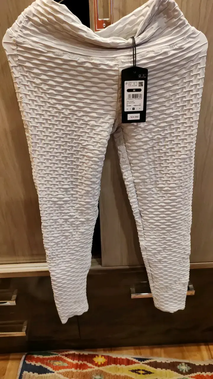 Leggings deportivos blancos con textura - 1