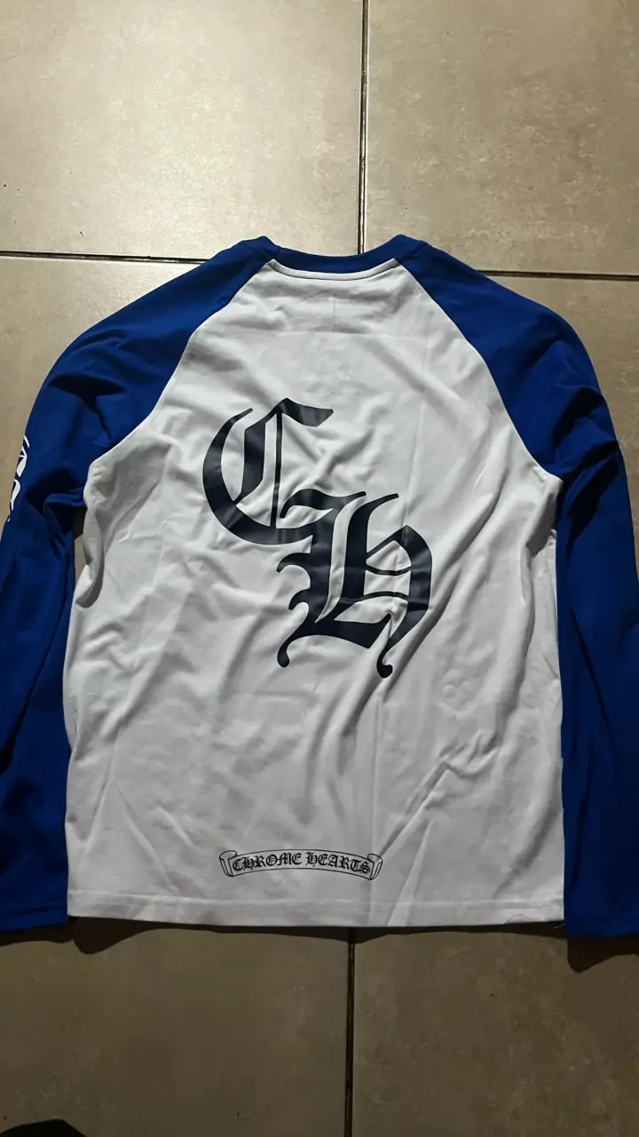 Polera manga larga Chrome Hearts azul y blanca - 2