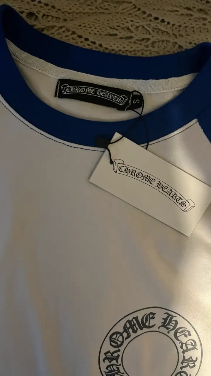 Polera manga larga Chrome Hearts azul y blanca - 3