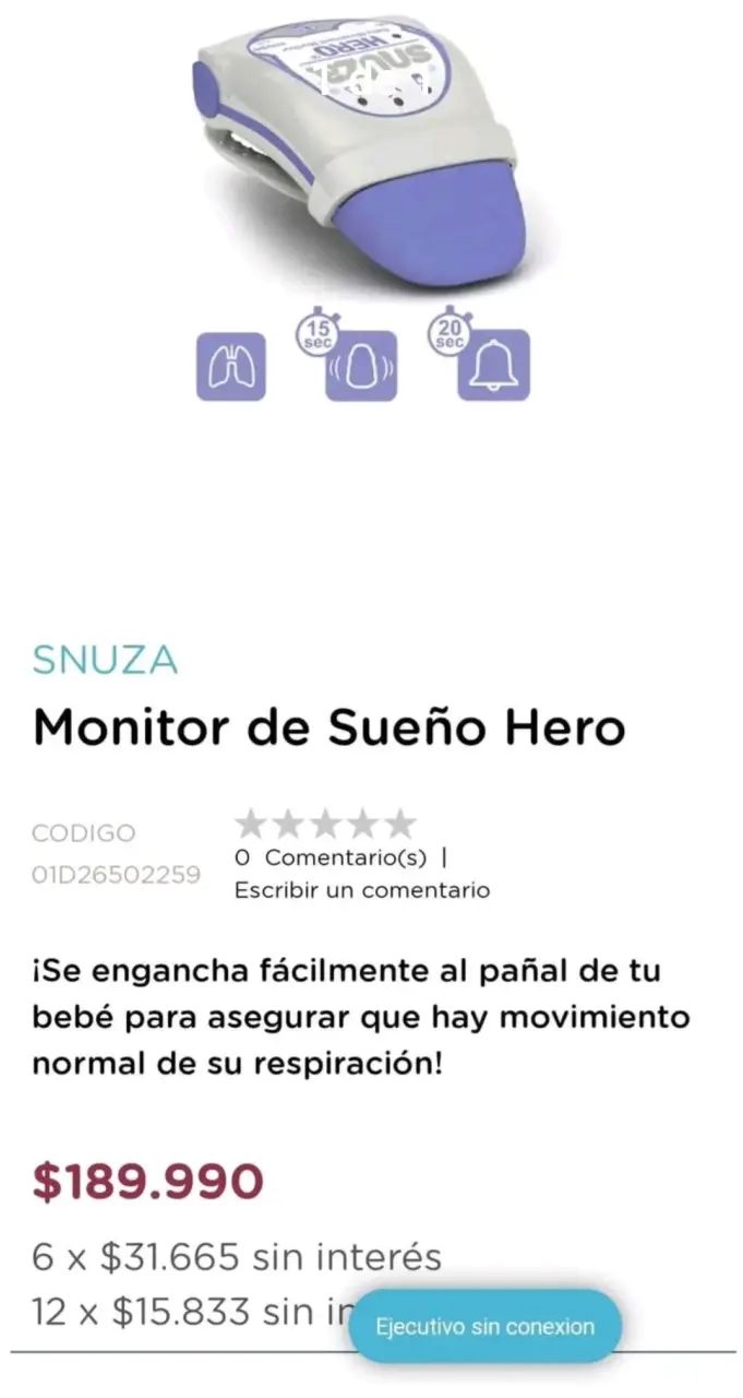 Monitor de Sueño Snuza Hero para Bebé