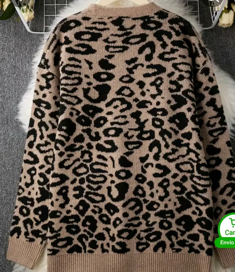 Cárdigan de punto con estampado animal print - 3