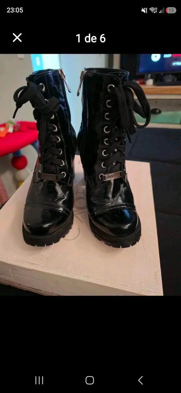Botines Exotica de charol negro - 1