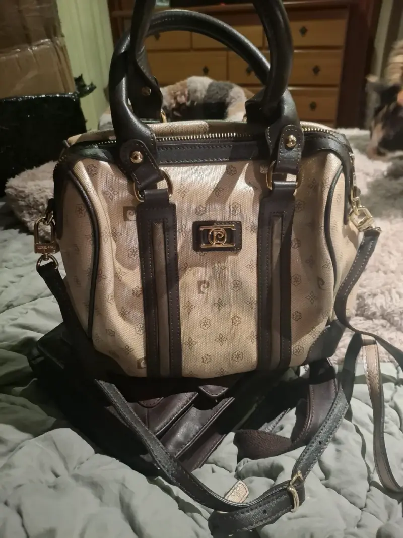 Bolso de mano Pierre Cardin beige y negro - 2