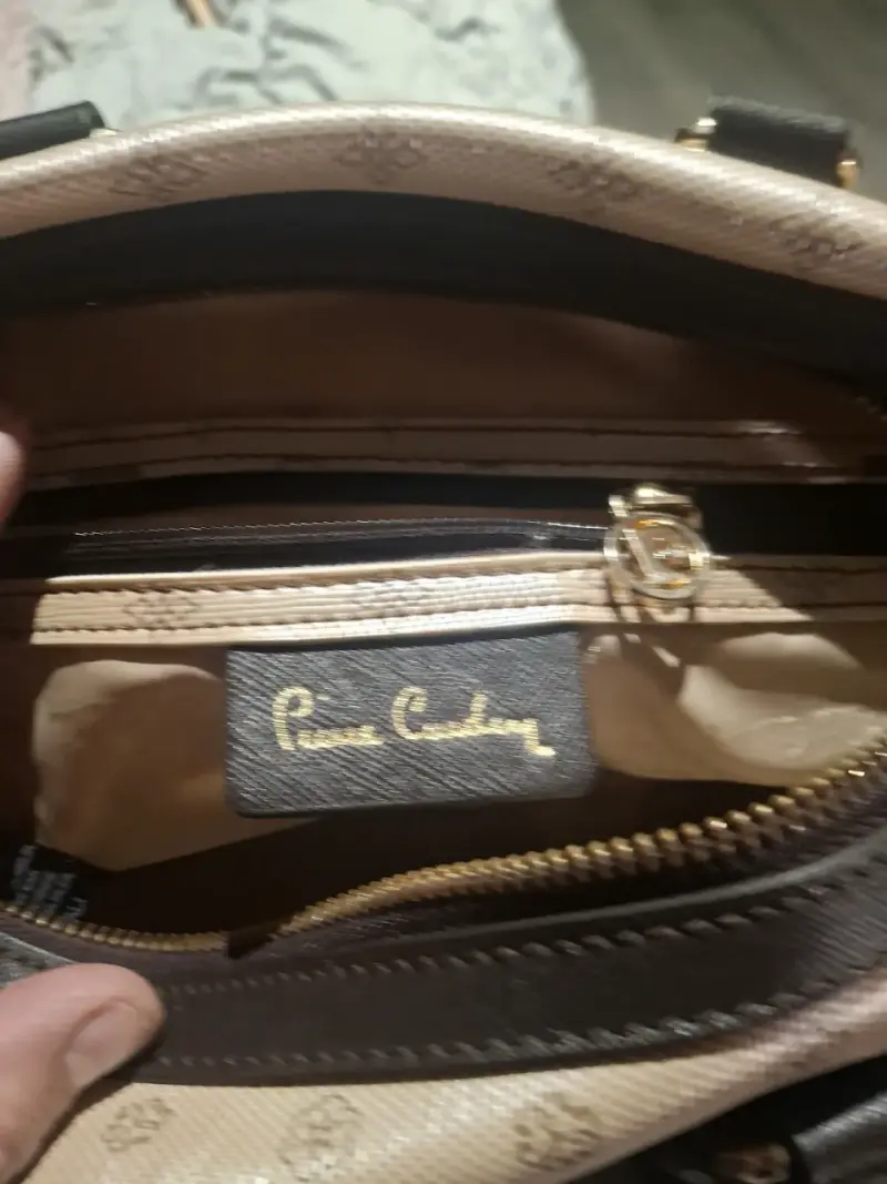 Bolso de mano Pierre Cardin beige y negro - 4