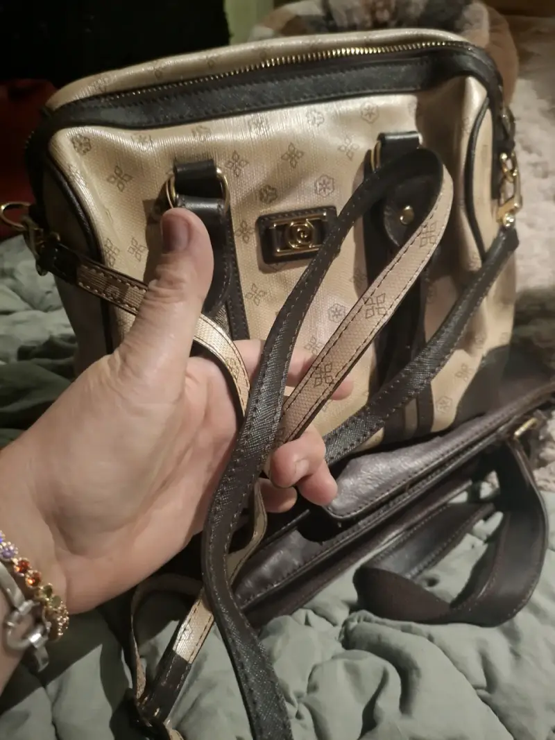 Bolso de mano Pierre Cardin beige y negro - 5
