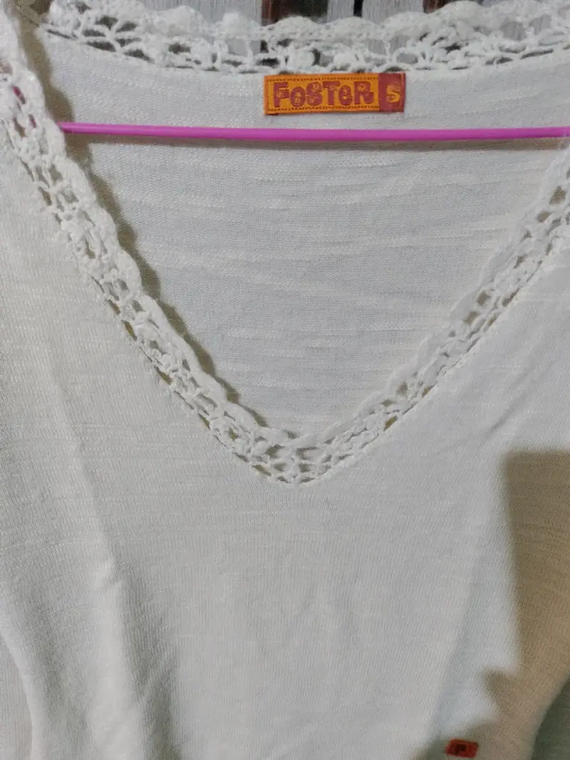 Suéter blanco con encaje Foster talla S - 2