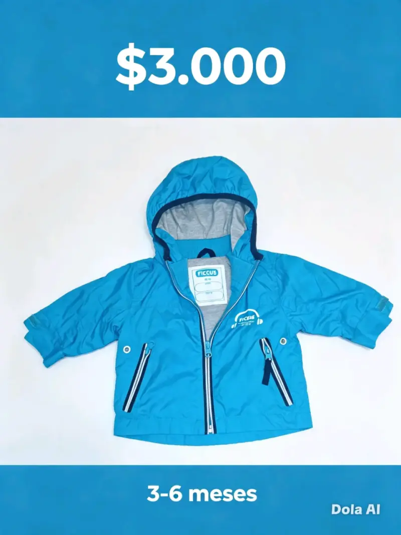 Chaqueta impermeable azul para bebé 3-6 meses