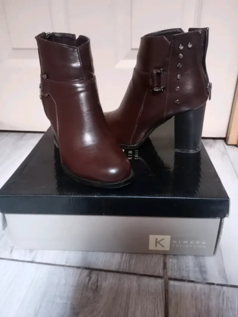 Botines de cuero marrón con tacón alto Kimera